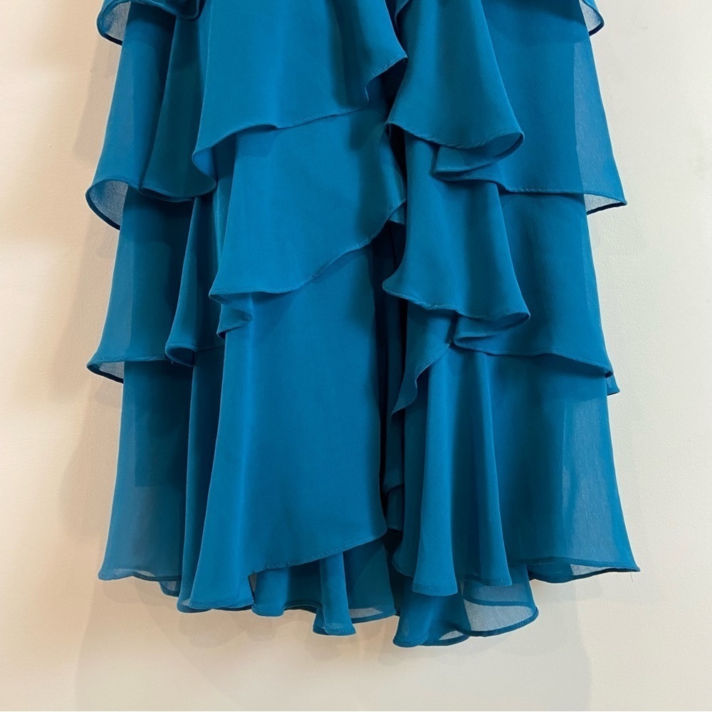 RW&CO. Empire chiffon dress woven turquoise cerulean blue sleeveless size 2 - Picture 9 of 16